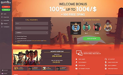 Gunsbet casino screenshot